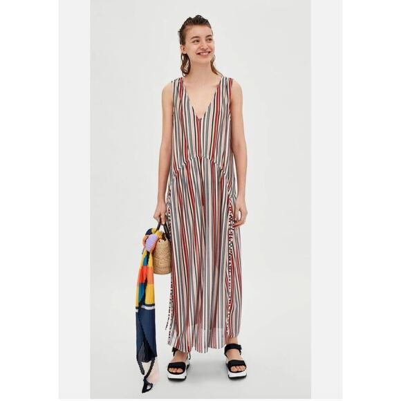 ZARA Trafaluc strip swim cover up size M - Picture 1 of 7